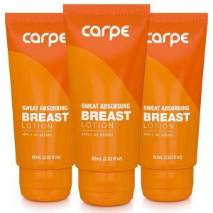 imageCarpe Sweat Absorbing Breast  Helps Keep Your Breasts and Skin Folds Dry  Sweat Absorbing Lotion  Helps Control Under Breast Sweat  Great For Chafing and Stain Prevention203 Fl Oz Pack of 3