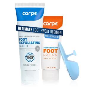 imageCarpe Sweat Absorbing Foot Lotion 3 Tubes WITH FREE APPLICATOR A dermatologistrecommended solution to stop sweaty smelly feet Helps prevent blisters Great for hyperhidrosisFoot Exfo  Lotion  Applicator