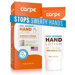 imageCarpe Sweat Absorbing Hand Lotion Pack of 2 A dermatologistrecommended nonirritating smooth lotion that helps stop hand sweat great for hyperhidrosis or excessive sweat Original EucalyptusVanilla