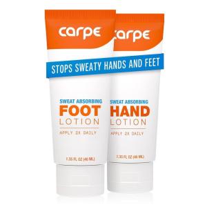 imageCarpe Sweat Absorbing Hand ampamp Foot Lotion Bundle Stop Sweaty Hands and SweatySmelly Feet Dermatologist Recommended
