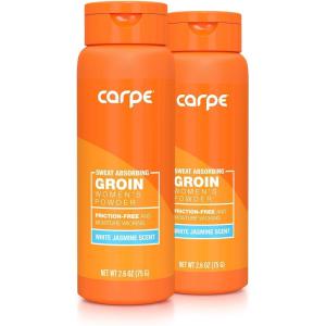 imageCarpe Sweat Absorbing TalcFree Body Powder for Women AntiChafing and Safe for Feminine Areas White Jasmine Scent26 Ounce Pack of 2