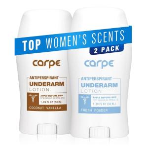 imageCarpe Underarm Antiperspirant Deodorant for Women Clinical Strength Odor and Sweat Control Deodorant Most Popular Womens Scent Bundle with Coconut Vanilla and Fresh Powder Pack of 2