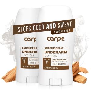 imageCarpe Underarm Antiperspirant and Deodorant Clinical strength antiperspirant with allnatural eucalyptus scent Combat excessive sweating and stay fresh Great for hyperhidrosis Pack of 3Sandalwood