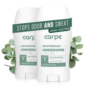 imageCarpe Underarm Antiperspirant and Deodorant Clinical strength antiperspirant with allnatural eucalyptus scent Combat excessive sweating and stay fresh Great for hyperhidrosis Pack of 3Eucalyptus