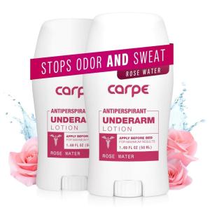 imageCarpe Underarm Antiperspirant and Deodorant Clinical strength antiperspirant with allnatural eucalyptus scent Combat excessive sweating and stay fresh Great for hyperhidrosis Pack of 3Rose Water
