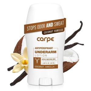 imageCarpe Underarm Antiperspirant and Deodorant Clinical strength with allnatural Eucalyptus scent Combat excessive sweating Stay fresh and dry Great for hyperhidrosisCoconut Vanilla